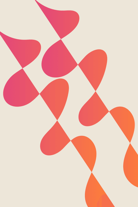 Abstract flowing shapes with pink and orange gradient on a cream background