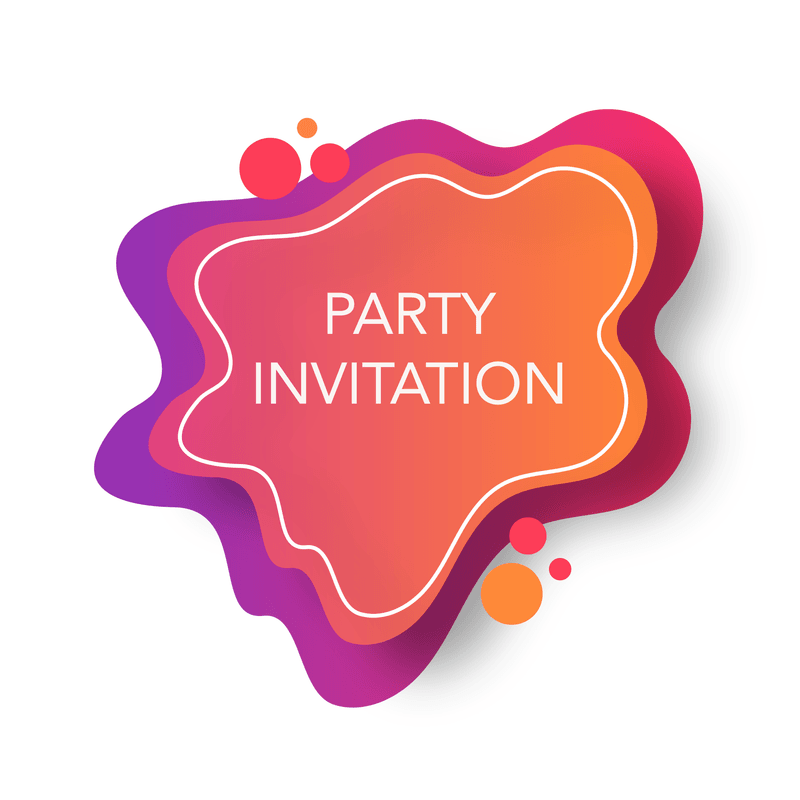 Modern abstract shape with "Party Invitation" text for event announcements
