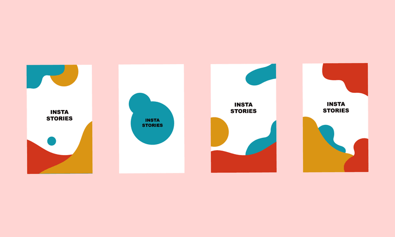Abstract Instagram Stories templates with organic shapes and bold colors