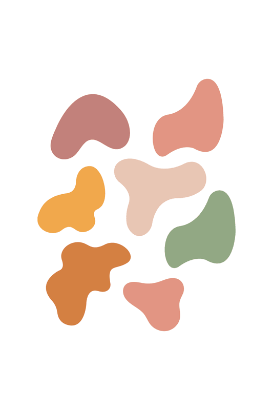 Abstract organic shapes in earthy tones on a white background